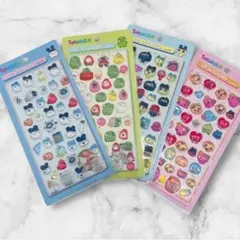 ぷくぷくシール 3D立体 ボンボンドロップ風シール　たまごっち 4枚入りセット