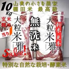 「無地ビニール袋での発送」大粒米／玄米１０キロ「無洗米に精米」のサムネイル