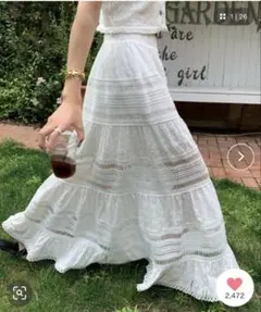 deux amour パターンレース切り替えロングスカート　新品タグ付き♡