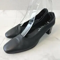 極美品】Y's ヨウジヤマモト パンプス 黒 Vカット レザー 24.5