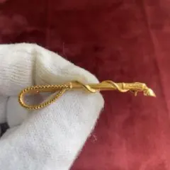 【25】馬蹄鞭ブローチ　ヴィンテージ　希少デザイン　ゴールドトーン