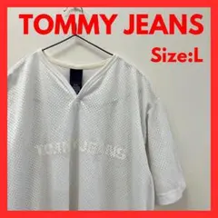 【美品】古着　トミージーンズ　メッシュTシャツ　ホワイト　メンズ　L