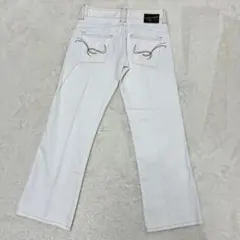 ◆ヴィーナス ジーン　ストレートデニム　レザーパッチ　ロゴ　刺繍　綿100　L