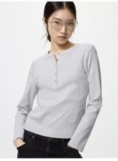 UNIQLO ユニクロ リブヘンリーネックT 長袖