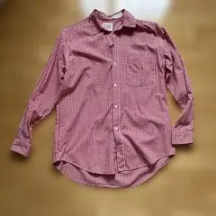 長袖シャツ ギンガムチェック レッド
