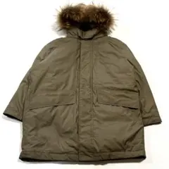 アラミス　ダウンコート　ハーフコート　ラクーンファー付き　カーキ系　Mサイズ
