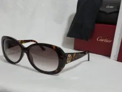 正規 カルティエ 2Cロゴアイコンリング Cデコール装飾 サングラス茶 付属有