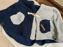 フリースポンチョ ネイビー グレー Liam&