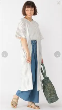 studio CLIP ストライプ シャツワンピース FREEサイズ