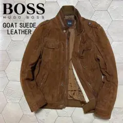 極美品 ヒューゴボス 現行タグ レザージャケット 羊革 3XLサイズ ブラウン 2025年最新】Hugo Boss メンズ レザージャケット・ライダースの