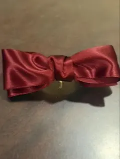 【ヘアアクセサリー】バーガンディ サテンリボン ヘアアクセサリー