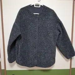 UNIQLO ノーカラーフリースジャケット XL ダークグレー