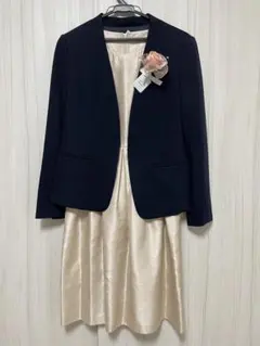 セレモニースーツ ネイビー ジャケット ワンピース コサージュ付き