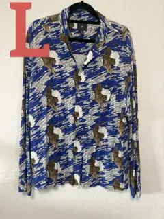 H&M 長袖虎柄シャツ オープンカラー　Lサイズのサムネイル
