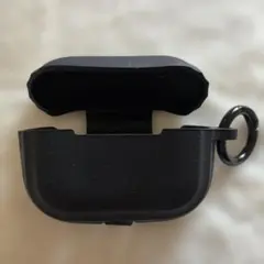 AirPods Pro2 イヤホンケース保護カバー シリコン　黒 カラビナ付