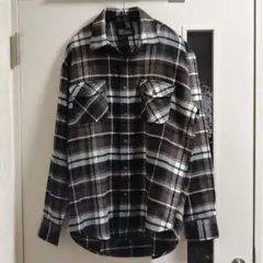 FIRST DOWN フランネルシャツ 90s 2L ブラック×ブラウン