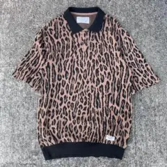 WACKO MARIA 半袖　ヒョウ柄　ニットポロシャツ　レオパード