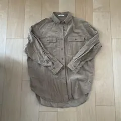 le colis ベージュ コーデュロイ長袖シャツ