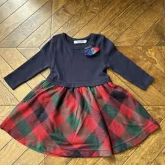 familiar ネイビー チェック柄 ワンピース 80cm未満