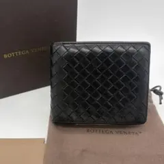 2604-268｜ボッテガヴェネタ イントレチャート 折り財布 レザー ブラックのサムネイル