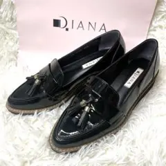 極美品✨DIANA ダイアナ タッセル ローファー 黒 エナメル 軽量 厚底