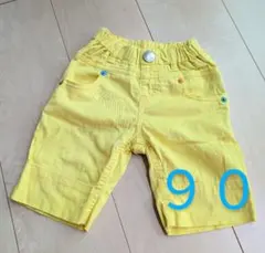 黄色の90サイズボトムス　Moujonjon　ハーフパンツ　イエロー男の子女の子
