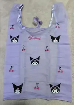 Kuromi 紫色 チェリー 刺繍 エコバッグ クロミ