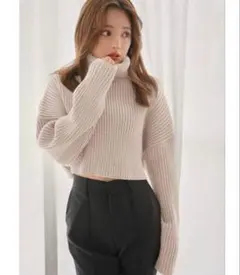 【GRL】タートルネッククロップド丈ニットトップス［mb1395］