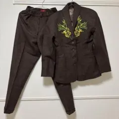 【KENZO】80’sビンテージ　刺繍入りテーラードジャケットパンツセットアップのサムネイル