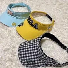 よ*し様 ゴルフ サンバイザー まとめ売り 水色 黄色 チェック 3つセット