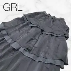 ★【グレイル】ボトムススカートブラックフレアスカートフリルひざ丈