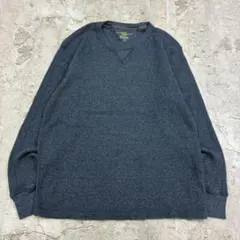 CLUB ROOM サーマルカットソー ブルーグレー L ワッフル クルーネック