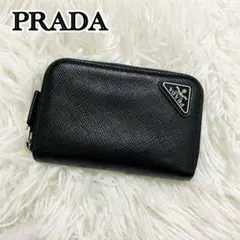 極美✨PRADA コインケース ラウンドファスナー サフィアーノレザー 黒