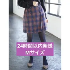 earth music&echolgy ラップ風台形チェックミニスカート　M