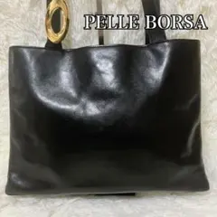 PELLE BORSA ペレボルサ 黒 キルティング レザー ハンドバッグ 美品 