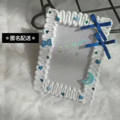 トレカケース ホイップデコ B8 硬質カードケース 推し活 白 リボン 青 水色