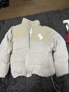 リッパー　ベージュ リブ切替 ダウンジャケット