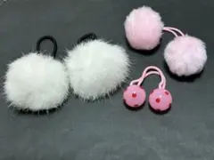 ファー付きヘアゴム セット