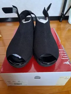 fitfit　厚底シアーニットサンダル　ブラック　24cm