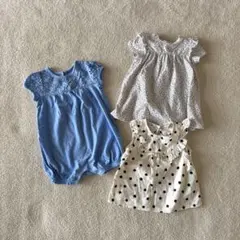 H&M/babygap ロンパース ブラウス ワンピース３枚セット 74