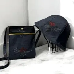 7マルキ大島紬のサコッシュと帽子セット