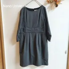 レディース グレー 膝丈ワンピース リボン フォーマル 入学式 卒業式 ⑩