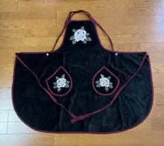 ホットマン　バラ柄 エプロン　黒
