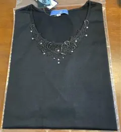 レディースカットソー　五分袖袖あたり　黒　3L