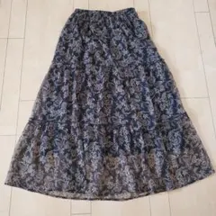 春物GU☆レディース　ペイズリー柄ティアードスカートお洒落