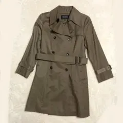 【c07】　INDIVI トレンチコート M ブラウン ダブルボタン ミドル丈
