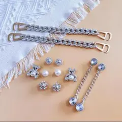 クロックス ジビッツ シルバー　キラキラ　デコ y2k クマ チェーン