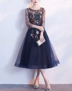 レース チュール ワンピース 結婚式 二次会 パーティー 演奏会 発表会 披露宴