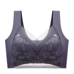 3L グレー　 シームレス ナイトブラ 美胸 細見え 2XL美乳 着痩せ ブラ