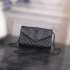 YSL Envelope ブラック ショルダーバッグ